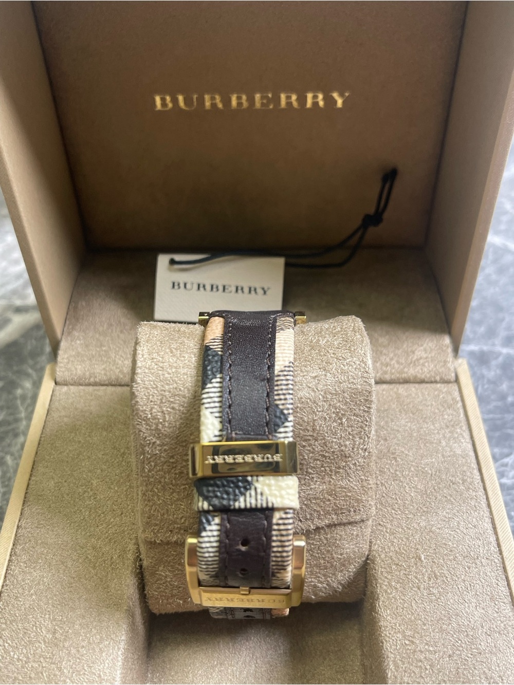 Burberry Gold-Tone Dial Brown Leather Strap Men’s Watch - Picture 2 of 2